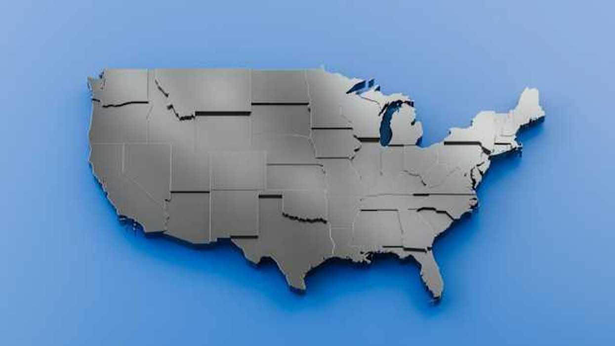 3D map of the lower 48 states of the U.S.