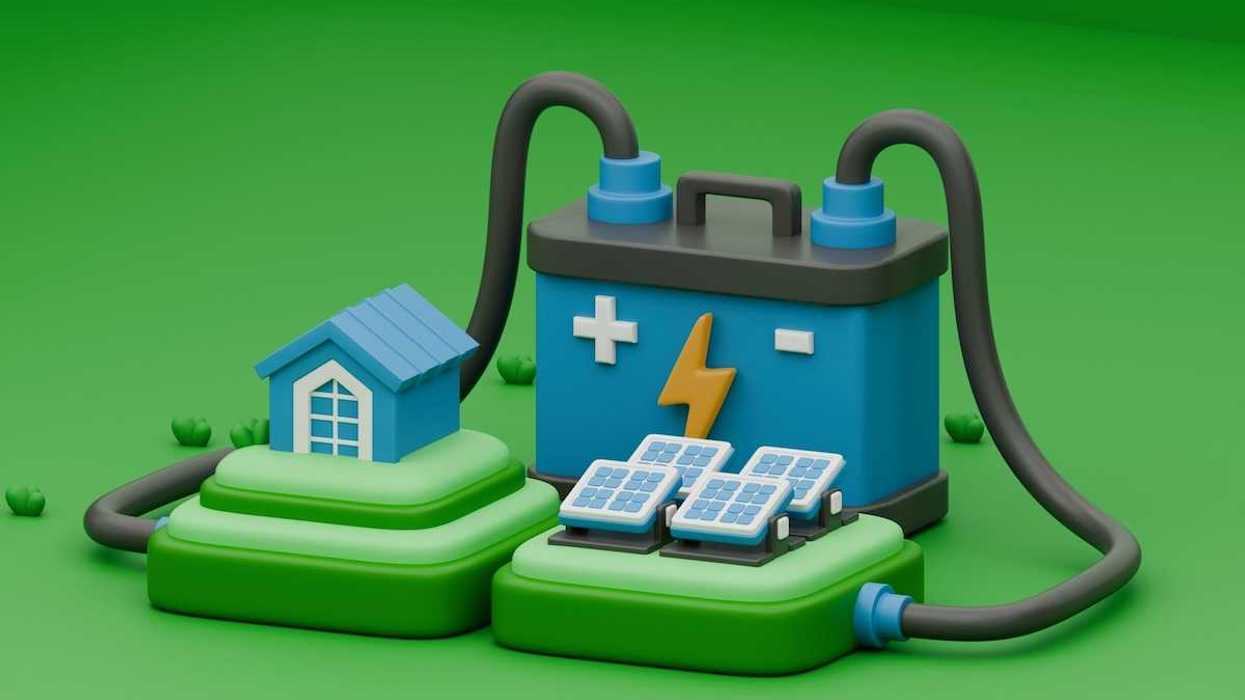 3D rendered illustration of solar system and battery storage