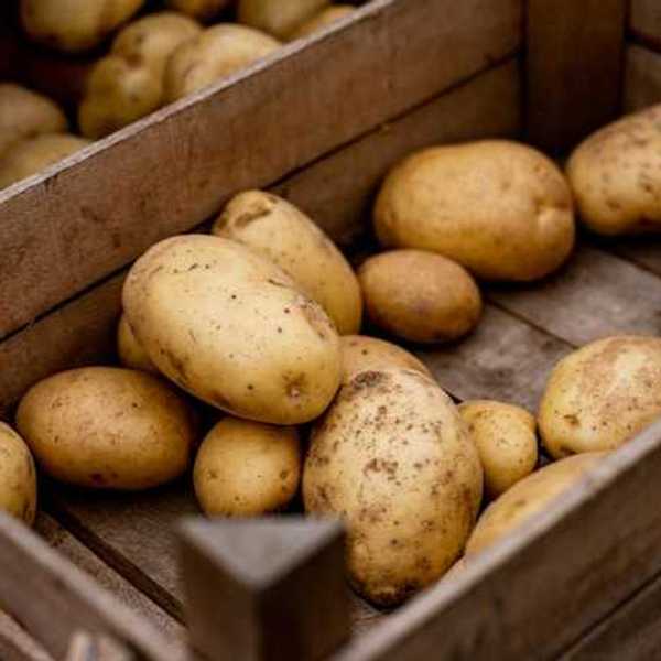 A box full of potatoes