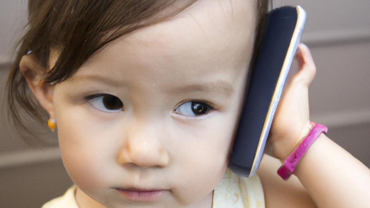 A child uses a cell phone