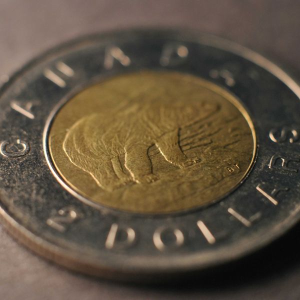 A close up of a coin on a table