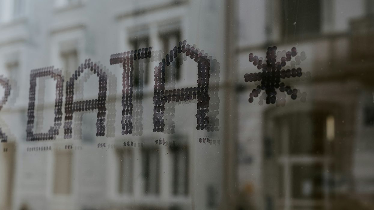 a close up of a window with the word DATA on it.