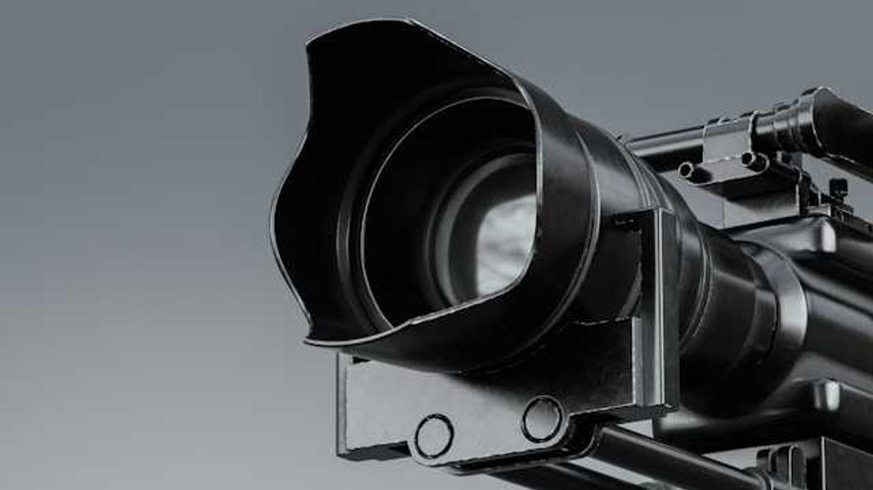 A closeup of a black camera