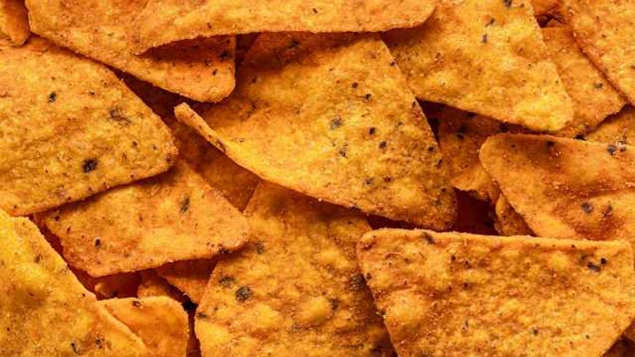 A closeup of orange dorito chips