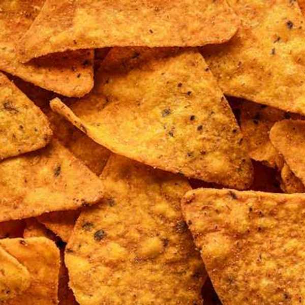 A closeup of orange dorito chips