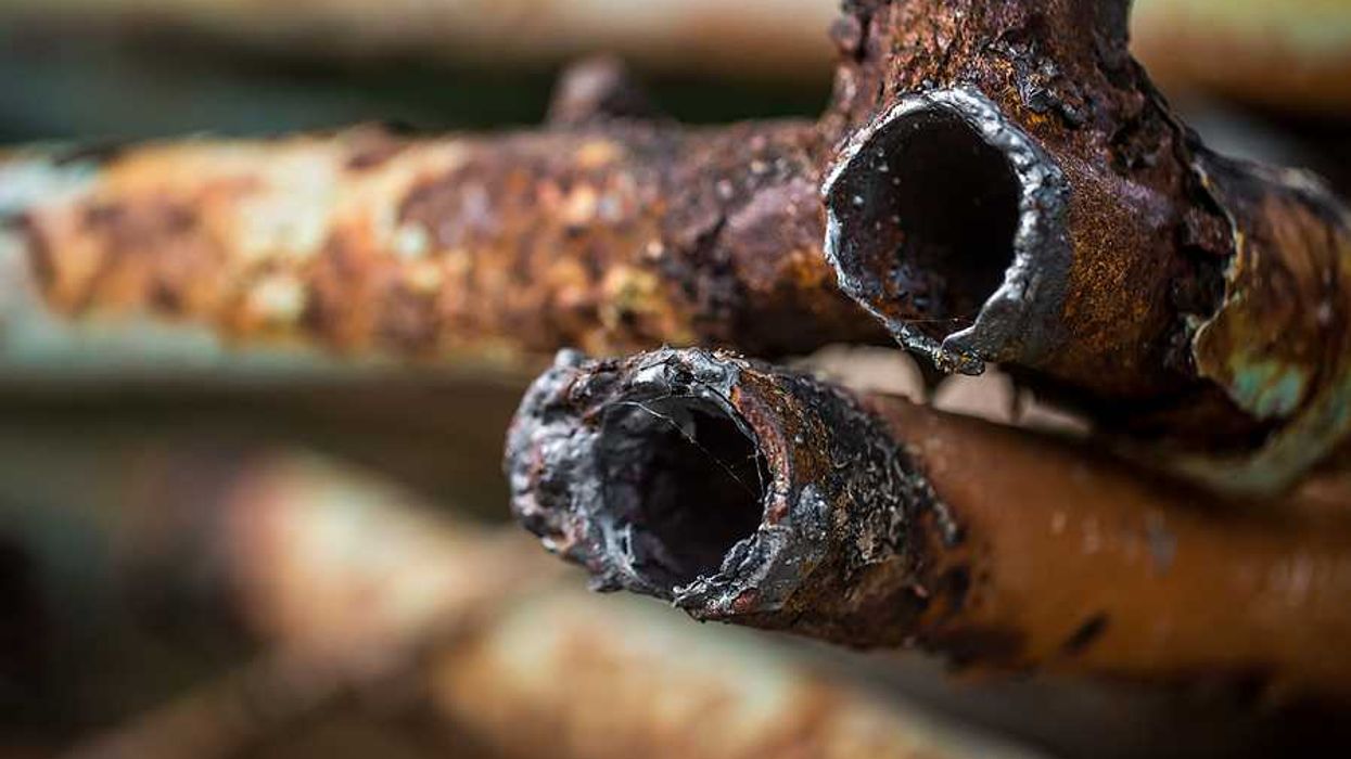 A closeup of rusty pipes
