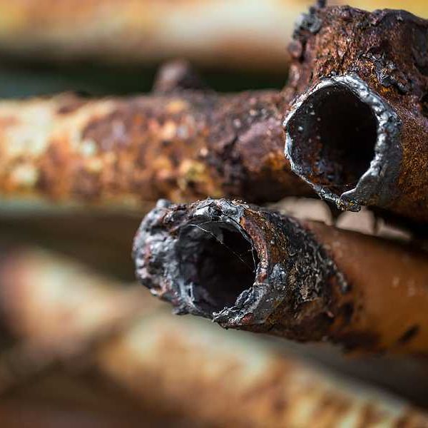 A closeup of rusty pipes