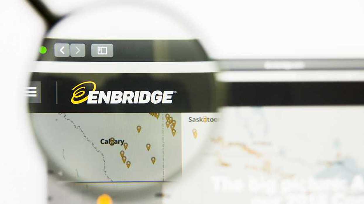 A closeup of the Enbridge logo on a website