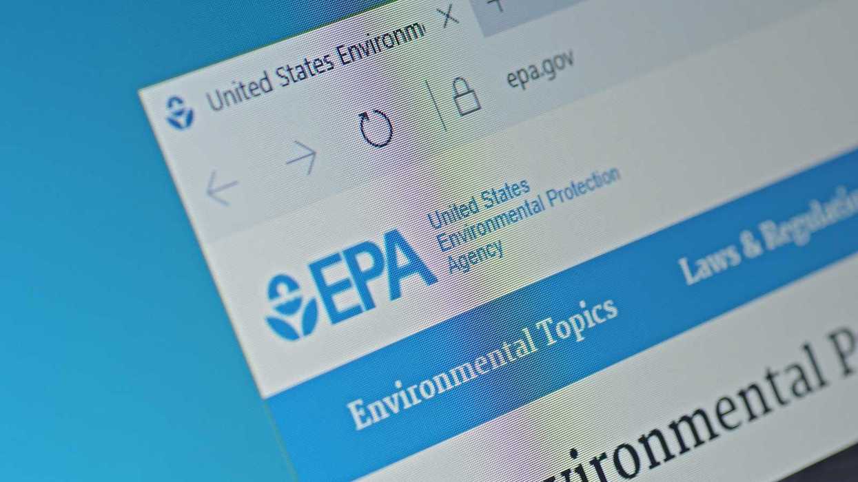 A computer screenshot shows details of United States Environmental Protection Agency main page on its website