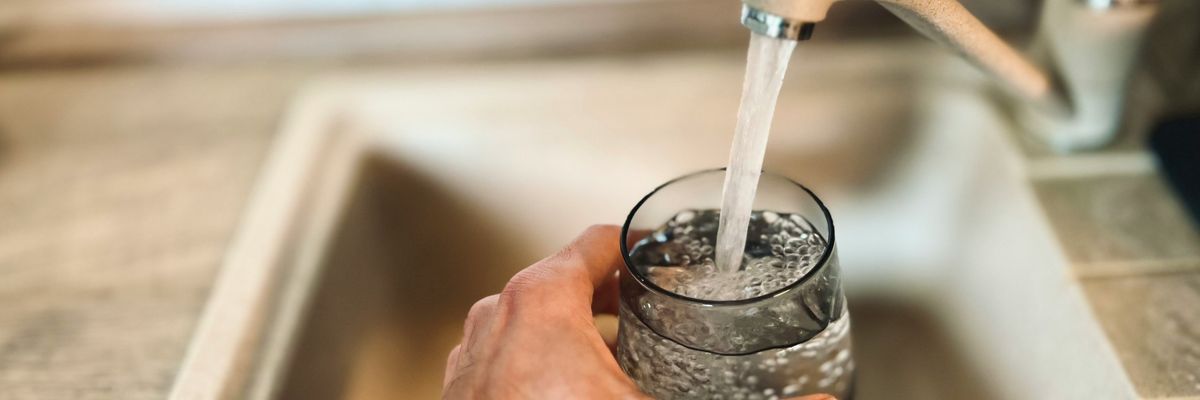 A cup of tap water from the sink