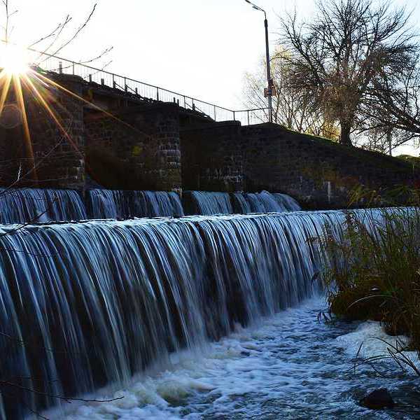 A dam allowing water to flow
