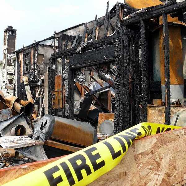 A fire-damaged house