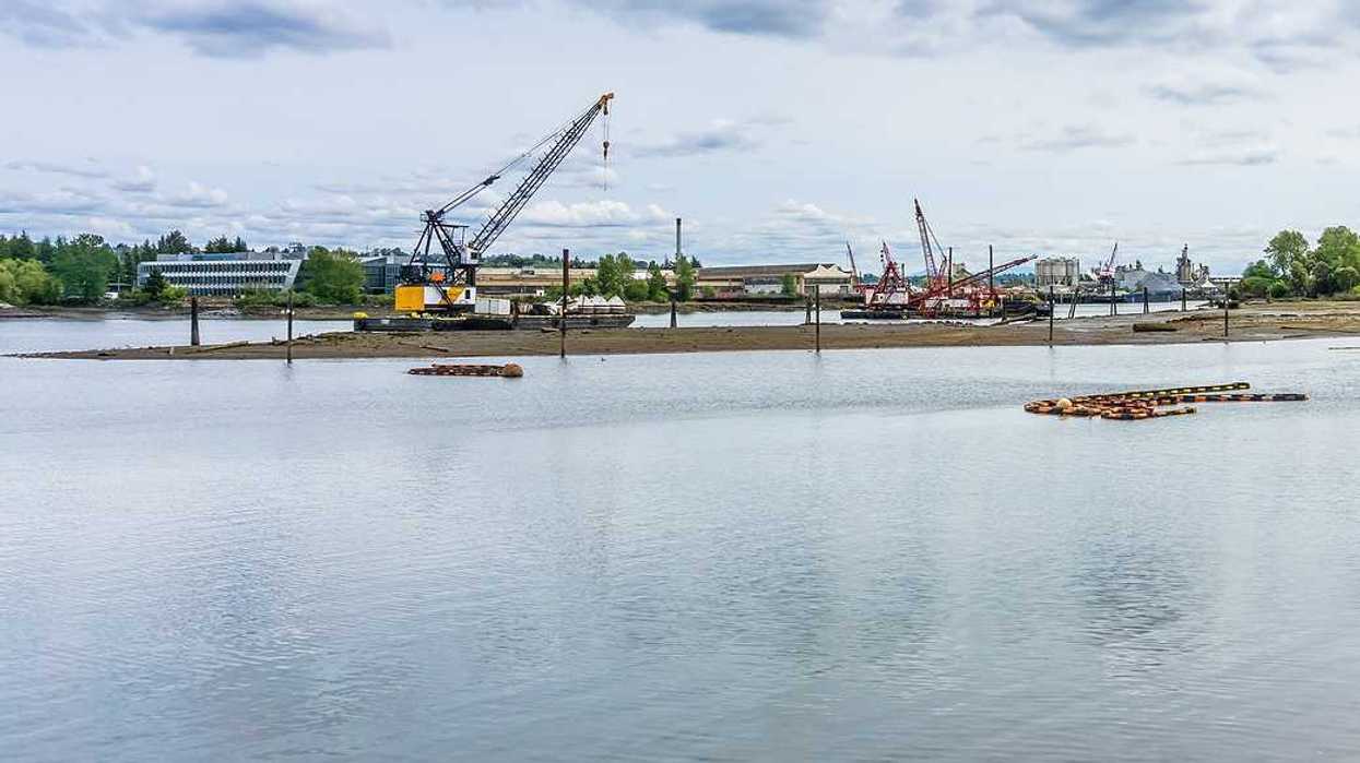 A floating crane on the Duwamish Waterway near Seattle, Washington.