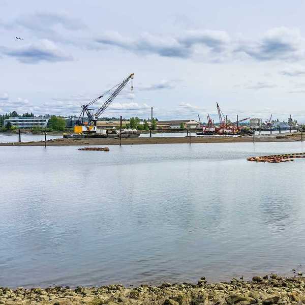A floating crane on the Duwamish Waterway near Seattle, Washington.