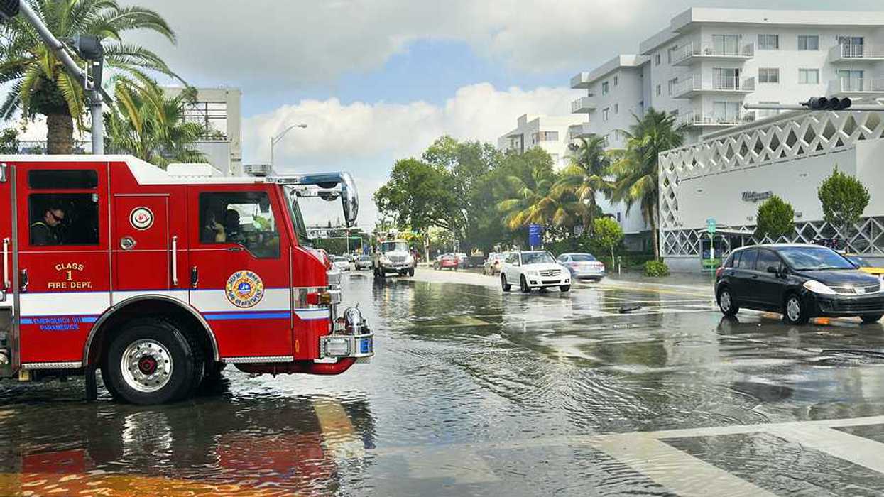 A flooded street in Miami Florida