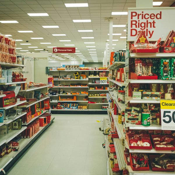 a grocery store aisle filled with various types of packaged foods.