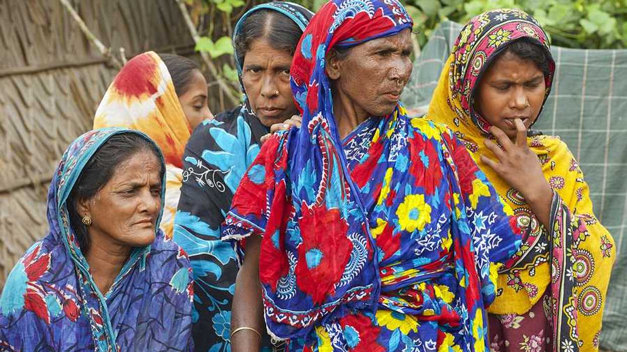 A group of Bangladeshi women dressed in traditional garb