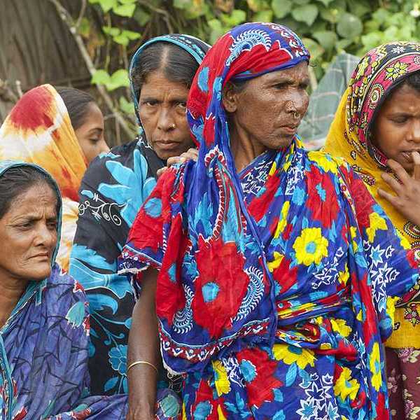 A group of Bangladeshi women dressed in traditional garb