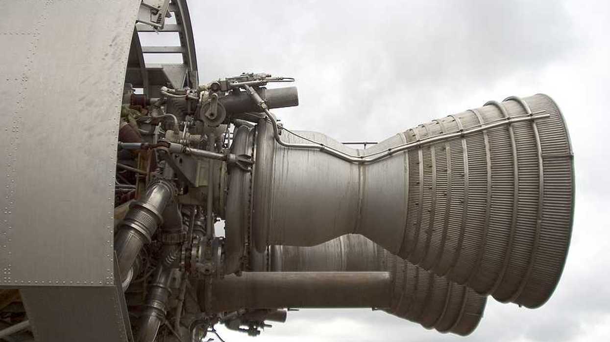 A horizontal view of the motors at the bottom of a rocket