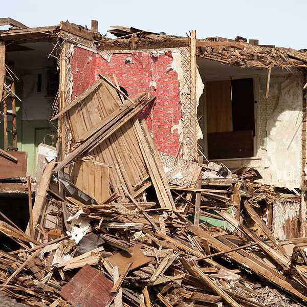 A house completely destroyed by a hurricane