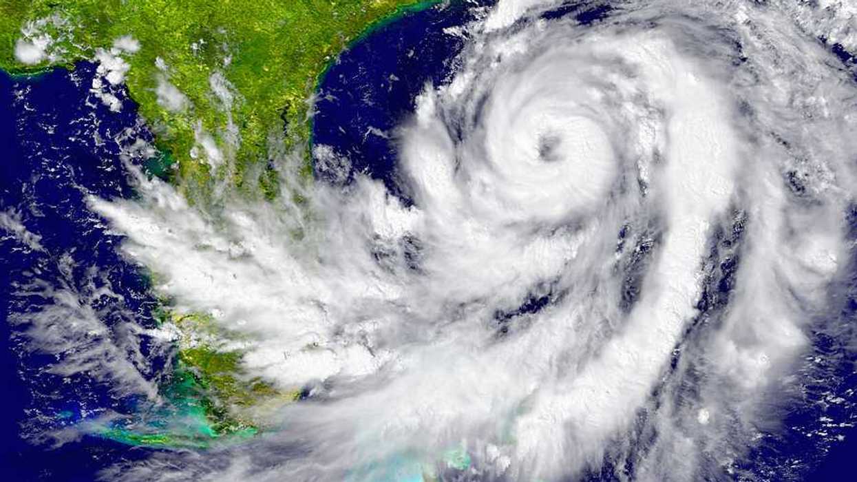 A hurricane approaching the southern United States as viewed from space