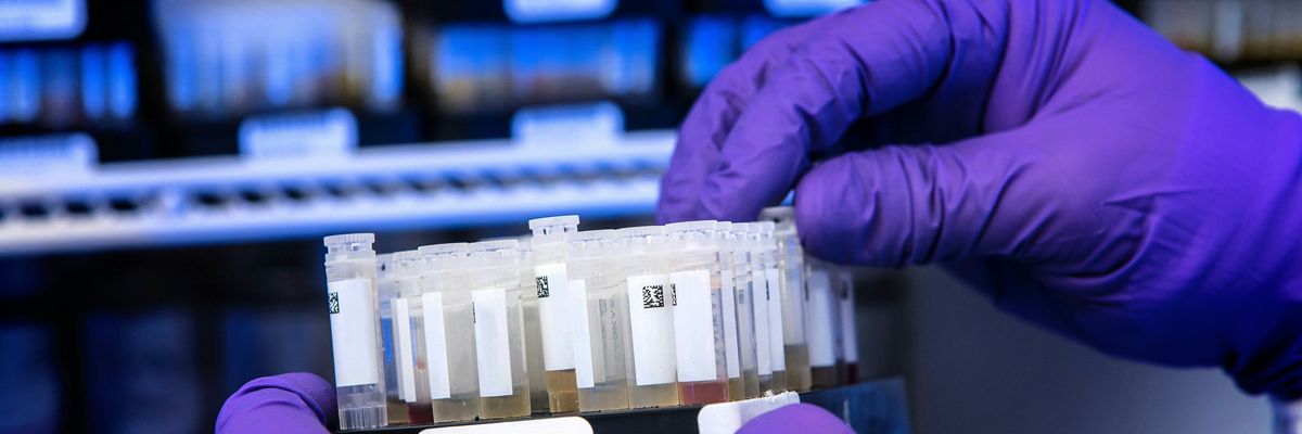 A lab technician runs a chemical test