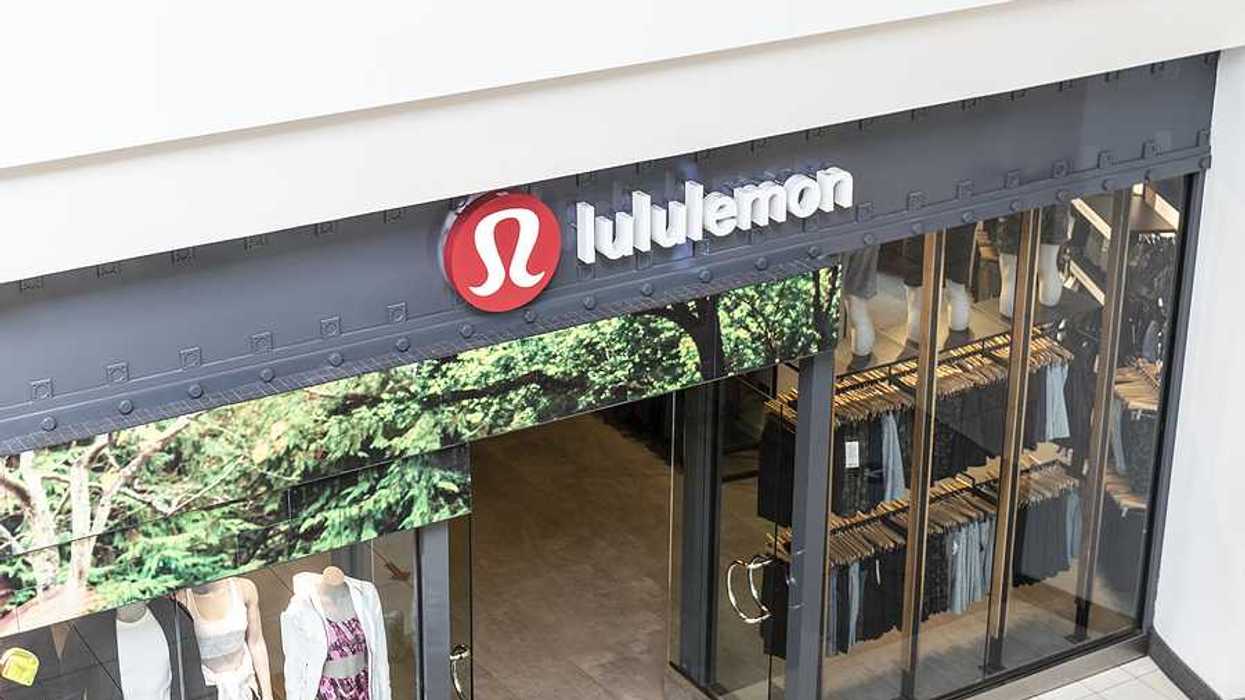 A lululemon storefront in a mall viewed from above