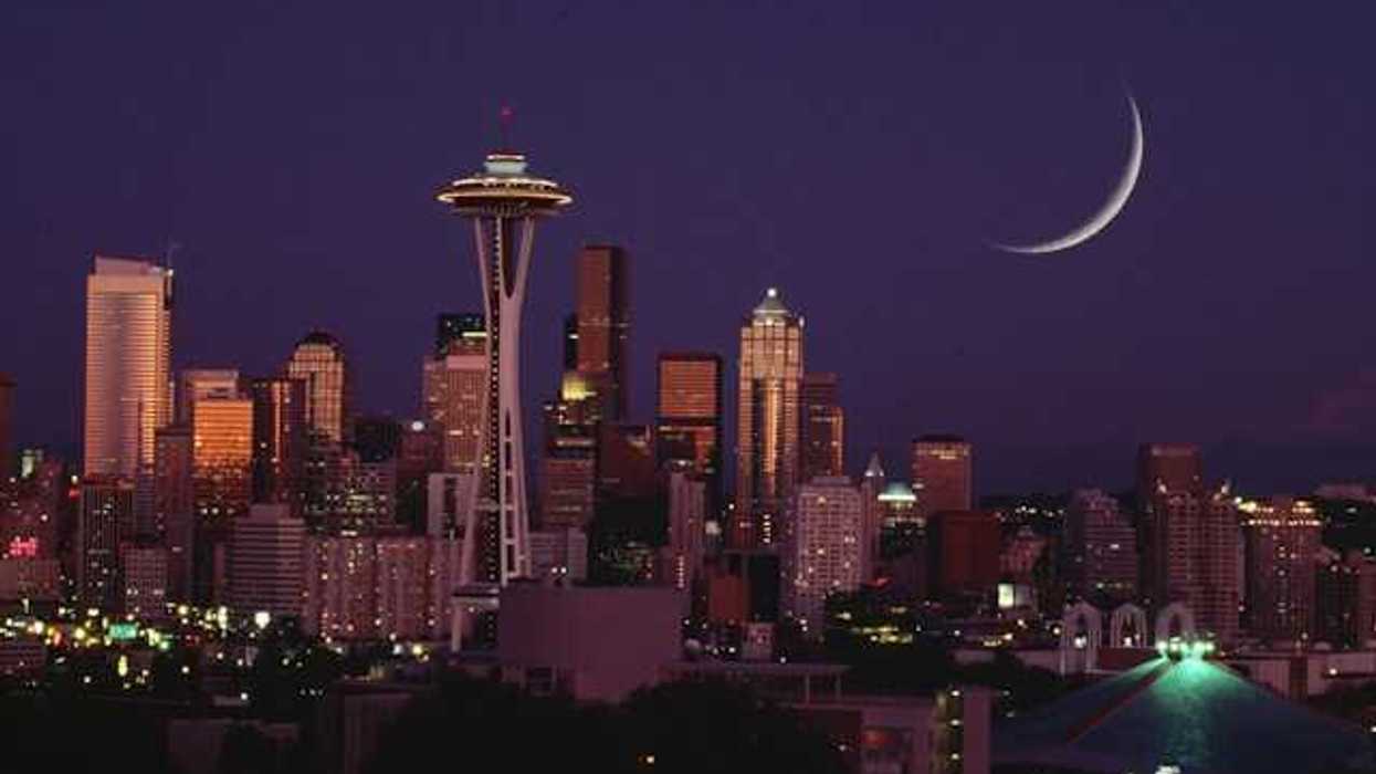 A night view of the Seattle, Washington skyline