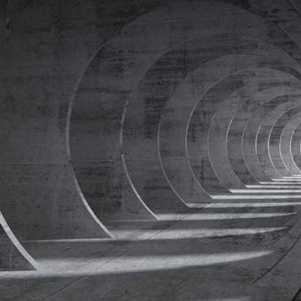 A pathway made from overlapping cement arches
