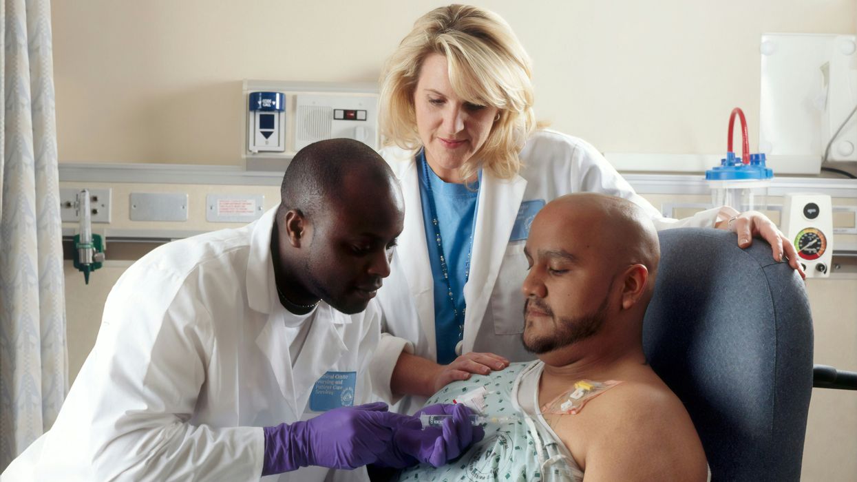 A patient receives chemotherapy treatment