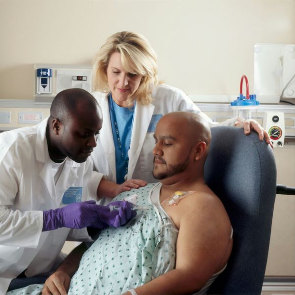 A patient receives chemotherapy treatment
