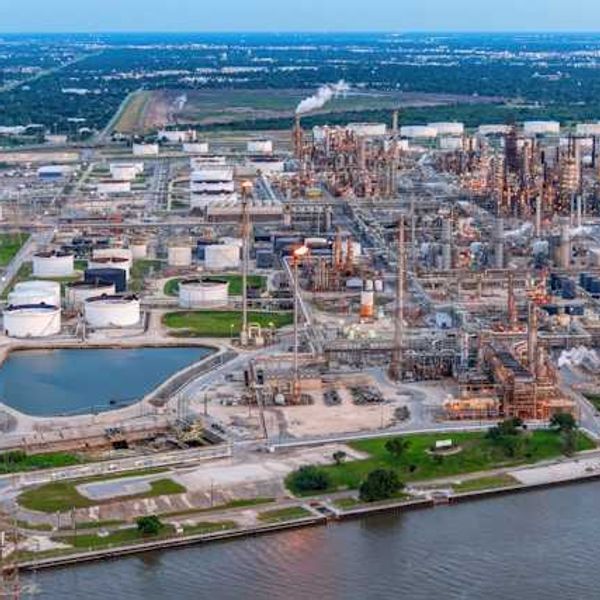 A petrochemical plant on the edge of a river