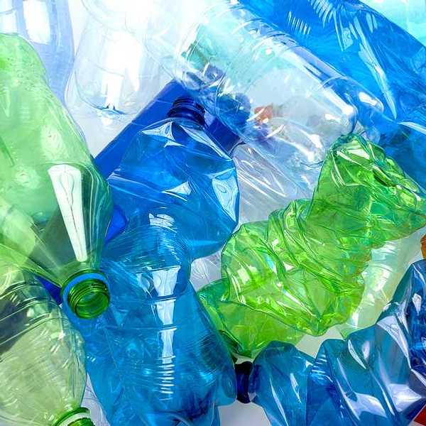 A pile of multicolored plastic bottles