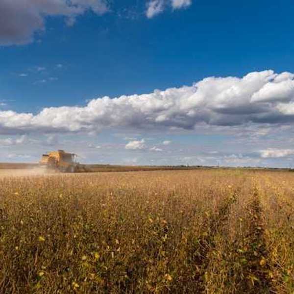 A prairie farm field with a tractor