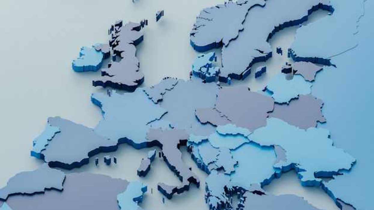 A raised model of the countries in Europe and North Africa