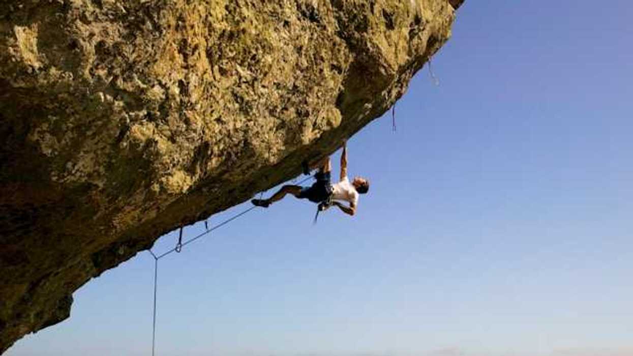 A rock climber on a rock face