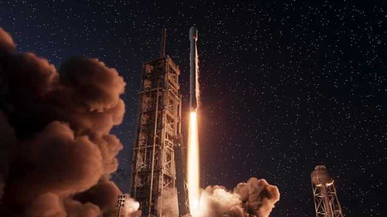 A rocket being launched into space