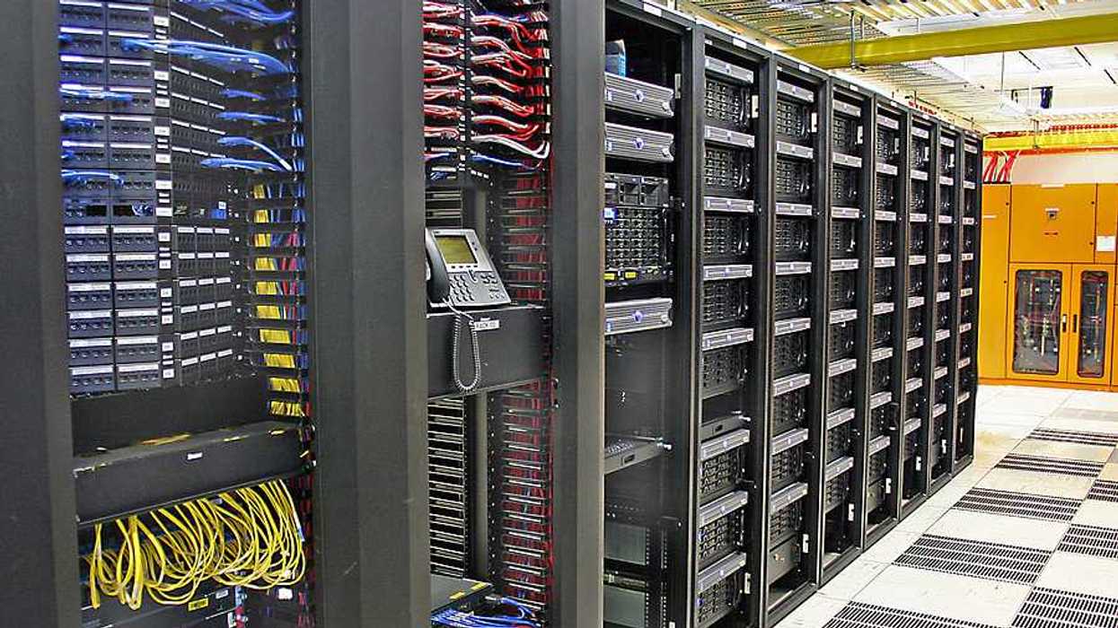 A row of servers in a data center