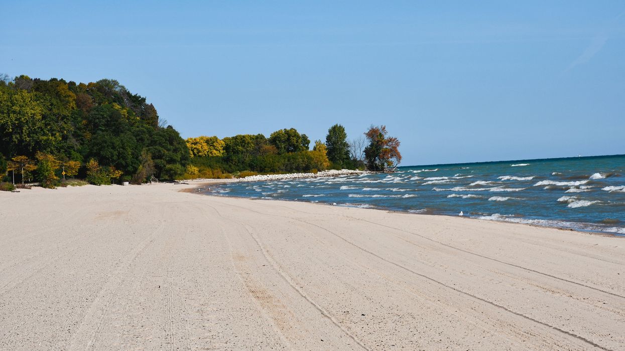 a sandy beach next to a body of water.