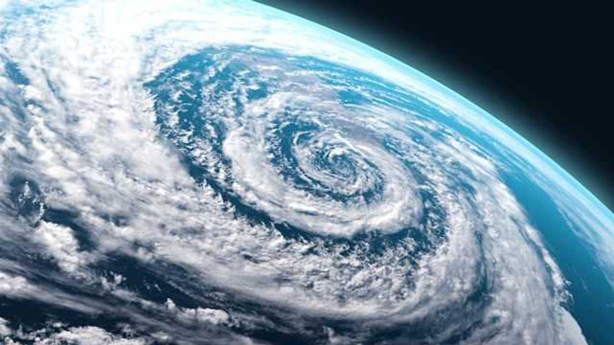 A satellite image of a hurricane