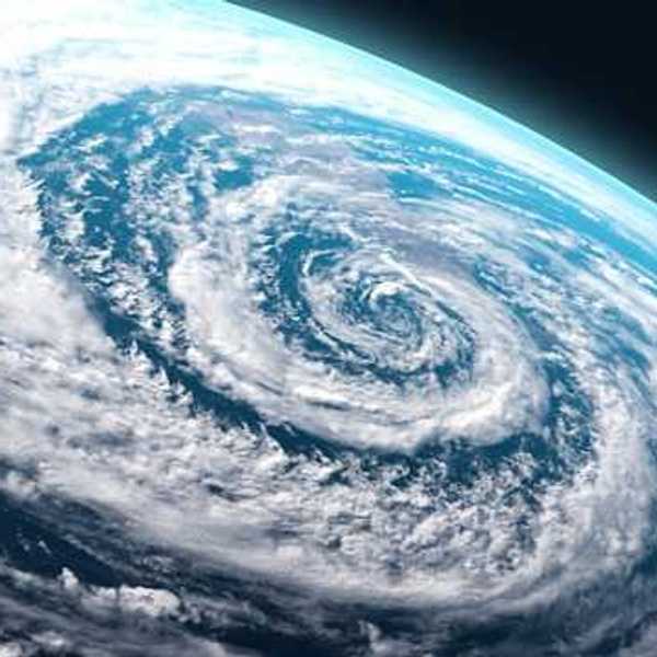 A satellite image of a hurricane