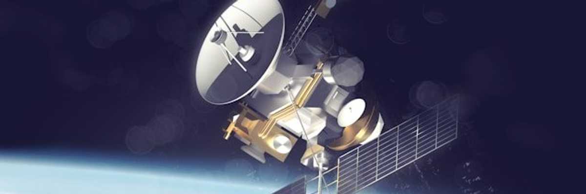 A satellite in space hovering over the earth.