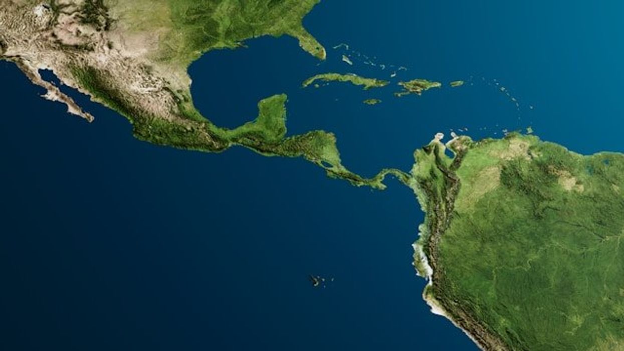 A satellite view of the gulf of mexico and the gulf of panama