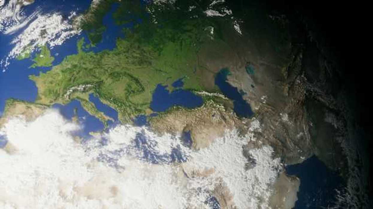 A satellite view of the Mediterranean and Northern Africa including the Caspian Sea to the east of the Black Sea