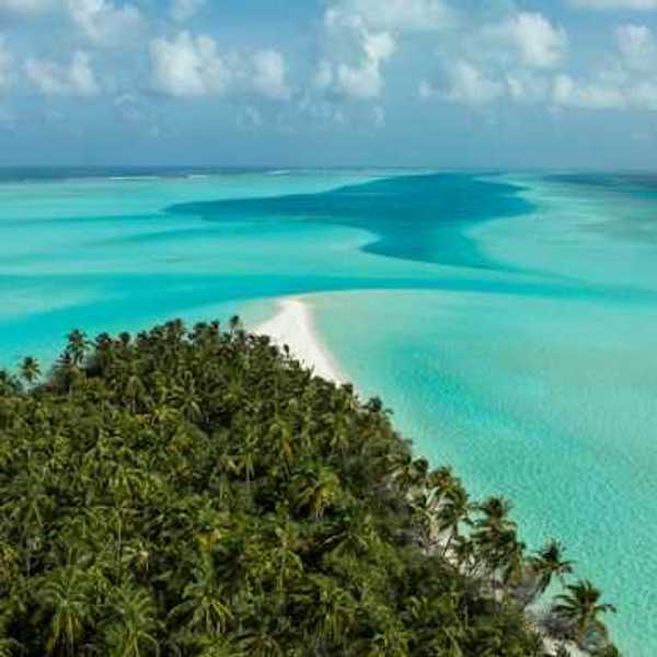 A small tropical island viewed from the air