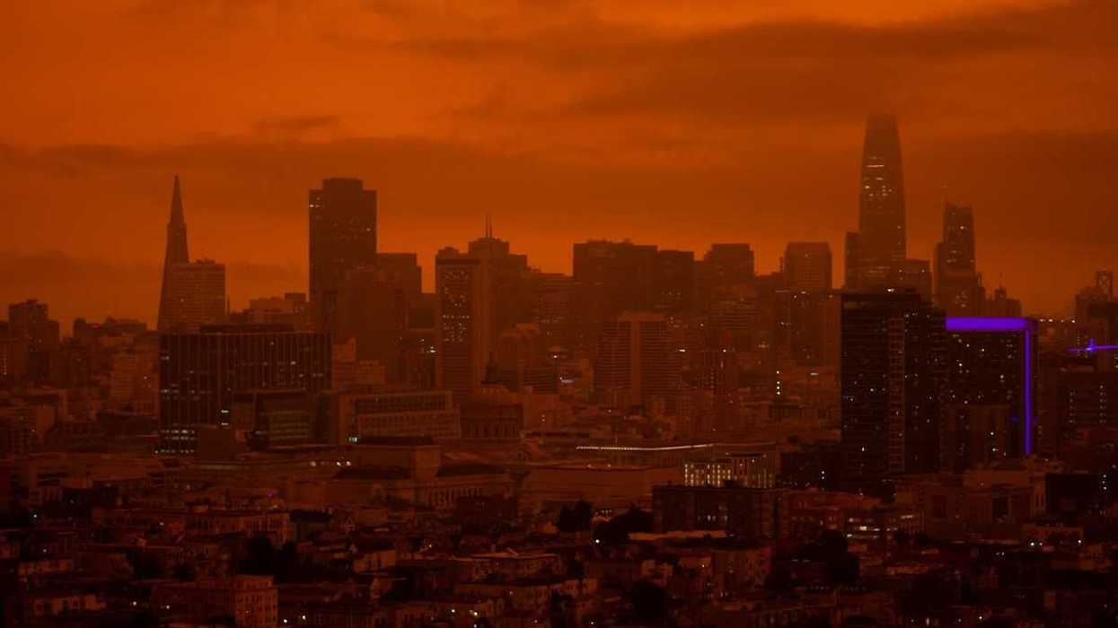 A smoky, red-tinged, San Francisco 2020, after the labor day fires.