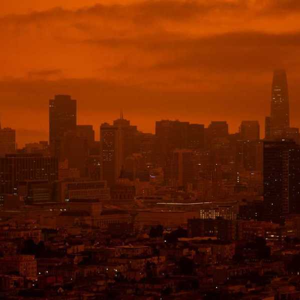 A smoky, red-tinged, San Francisco 2020, after the labor day fires.