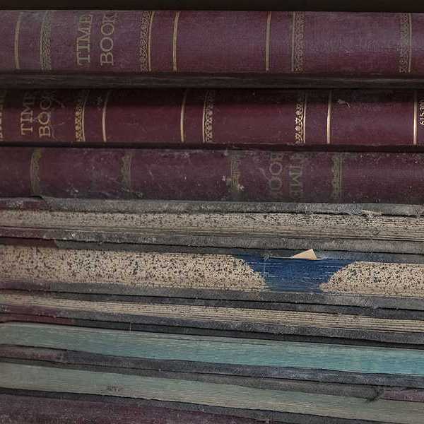 A stack of old ledger books