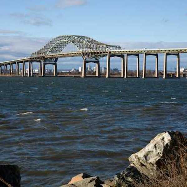 A steel bridge over a river
