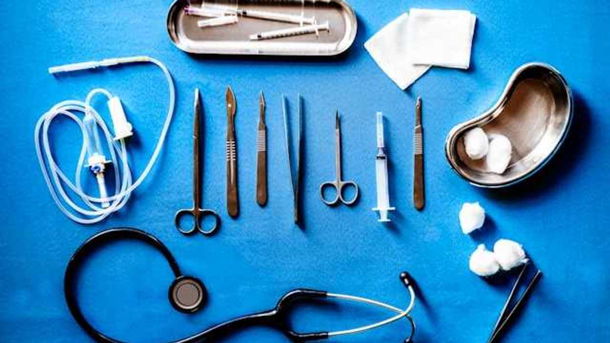 A table with medical supplies on it